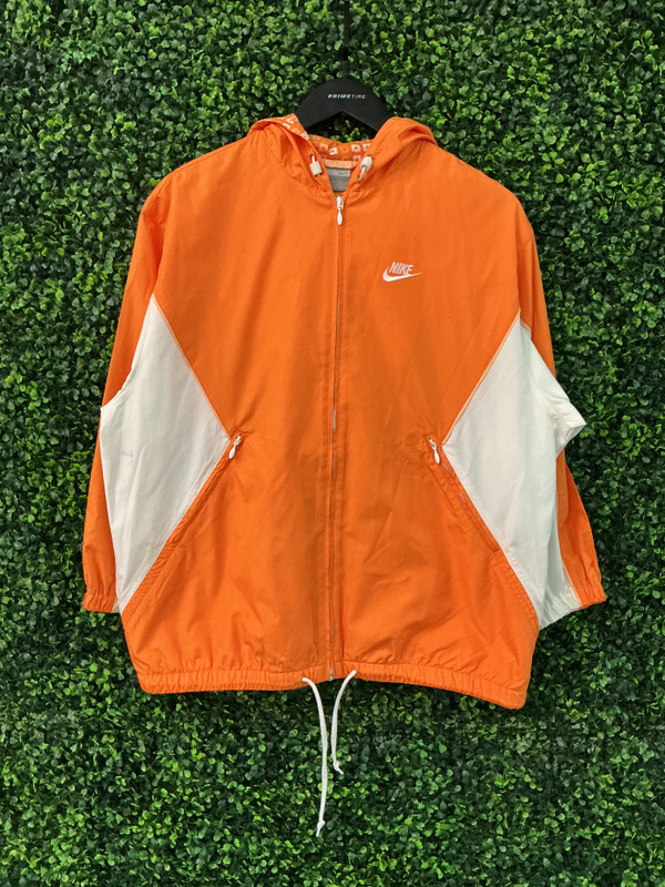 VINTAGE NIKE ORANGE/WHITE ZIP UP JACKET