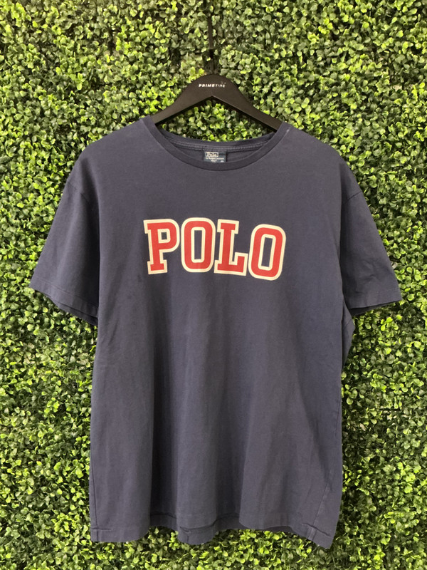VINTAGE POLO NAVY BLOCK LOGO TEE