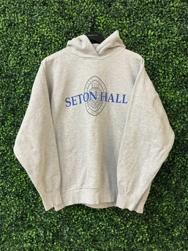 VINTAGE SETON HALL GREY GEAR HOODIE