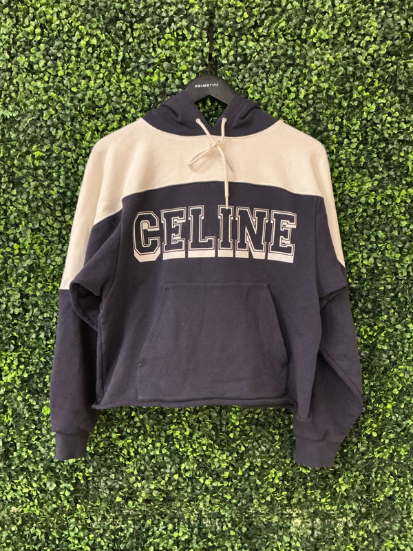CELINE COLORBLOCK LOGO CROPPED HOODIE