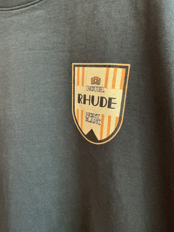 RHUDE MONT-BLANC BLACK HOTEL TEE (SZ XXL)