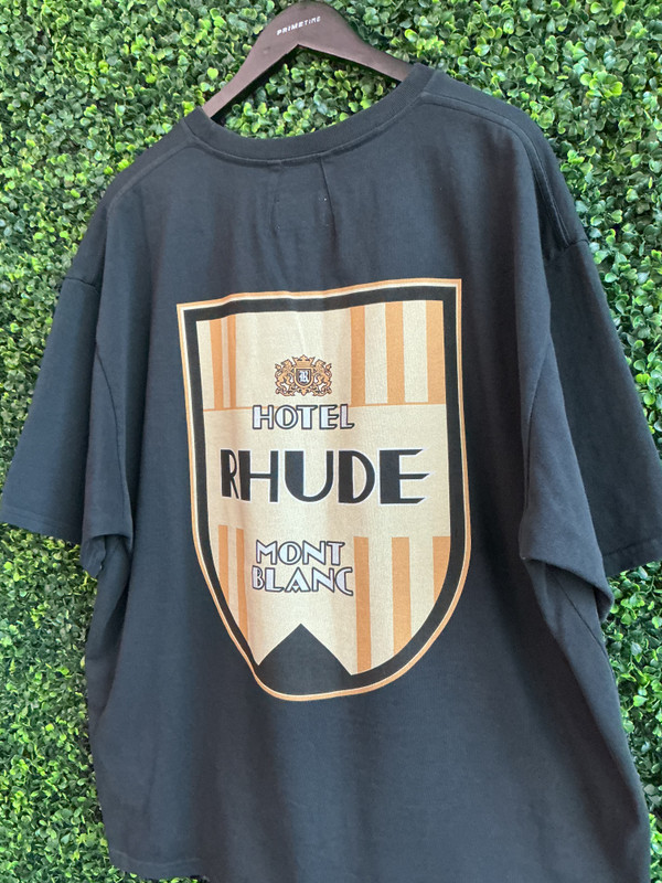 RHUDE MONT-BLANC BLACK HOTEL TEE (SZ XXL)