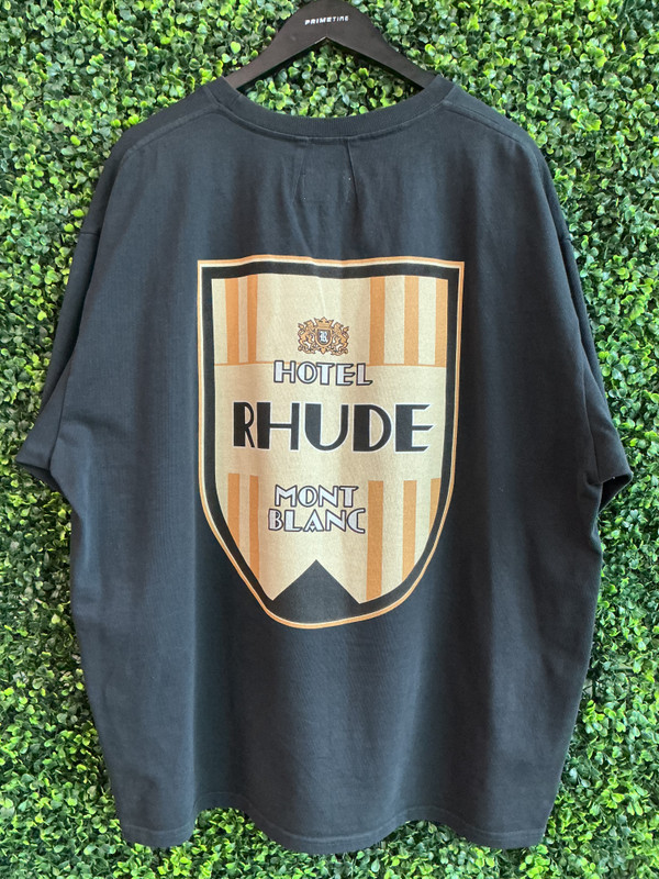 RHUDE MONT-BLANC BLACK HOTEL TEE (SZ XXL)