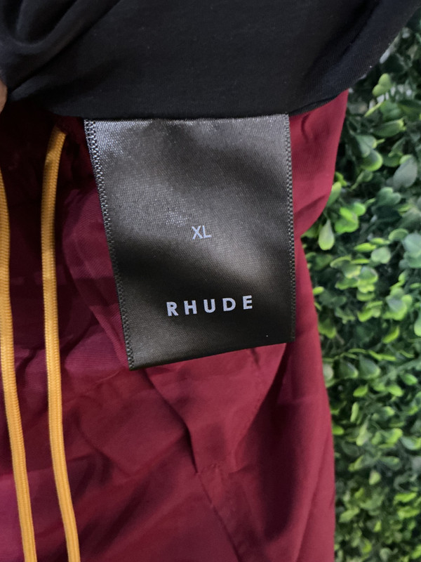 RHUDE BURGUNDY DRAWSTRING SHORTS