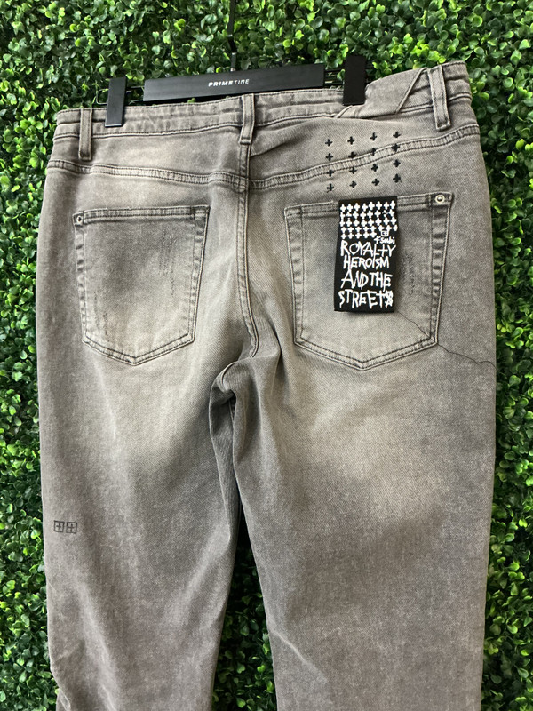 KSUBI DISTRESSED DENIM GREY JEANS (SZ 33)