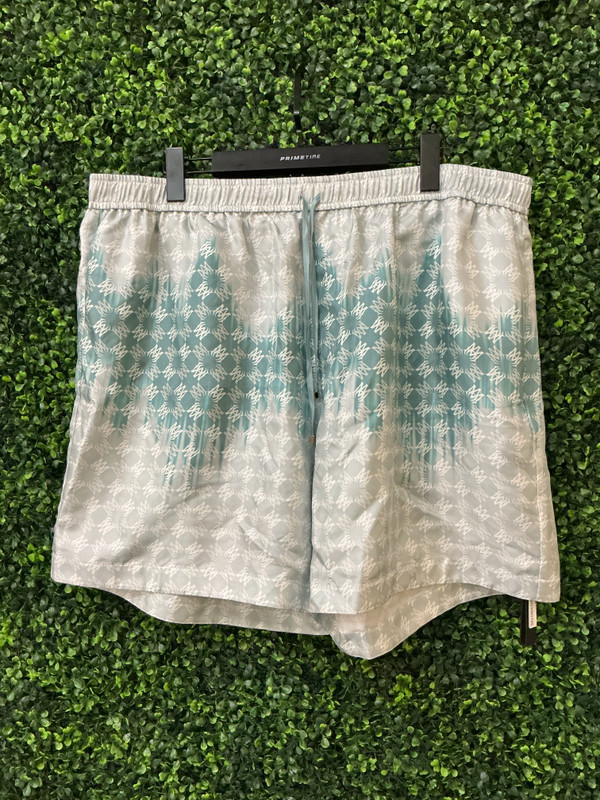 AMIRI BLUE LOGO PRINT SWIM TRUNKS (SZ XXL)
