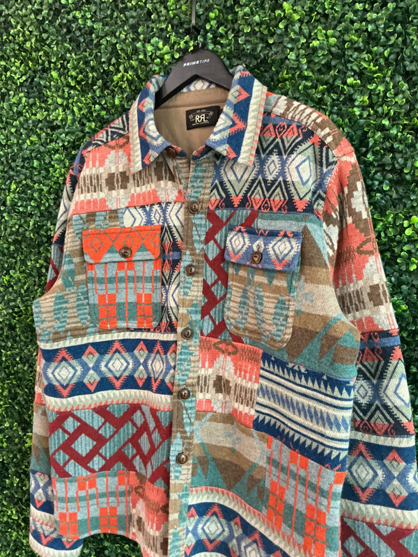 LIMITED EDITION RRL PATCHWORK WOOL-BLEND WORKSHIRT SWEATER