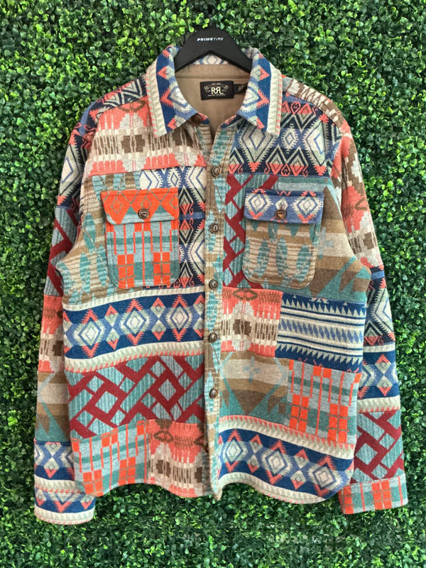 LIMITED EDITION RRL PATCHWORK WOOL-BLEND WORKSHIRT SWEATER