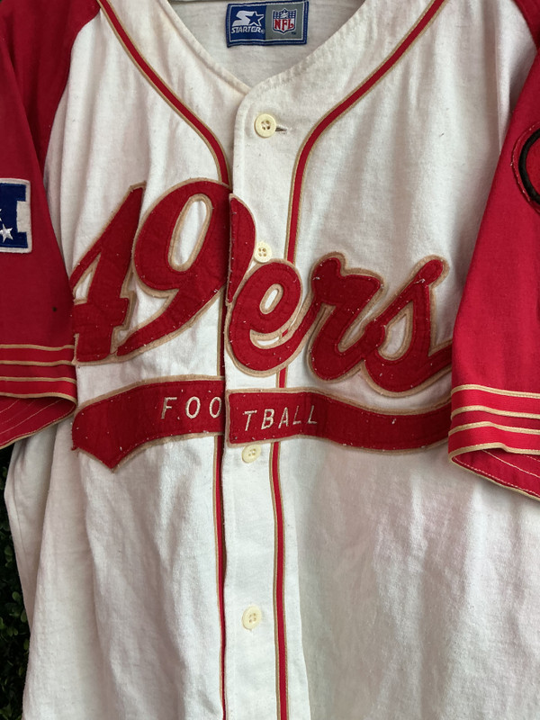 VINTAGE SAN FRANCISCO 49ERS STARTER BASEBALL SCRIPT LOGO JERSEY
