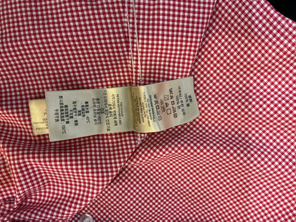 BURBERRY BRIT RED/WHITE LONG SLEEVE BUTTON UP (SZ S)