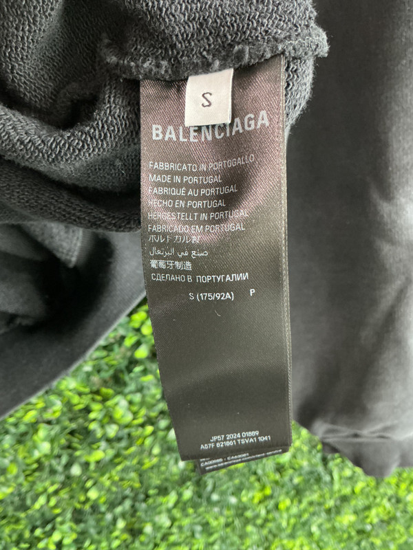 BALENCIAGA OVERSIZED DISTRESSED TAPE LOGO HOODIE