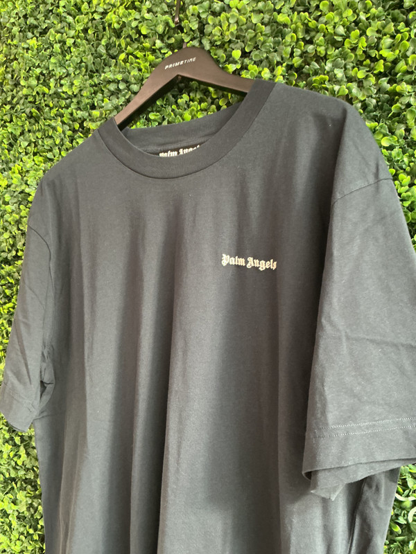 PALM ANGELS SMALL LOGO BLUE EMBROIDERED TEE