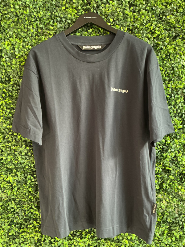 PALM ANGELS SMALL LOGO BLUE EMBROIDERED TEE