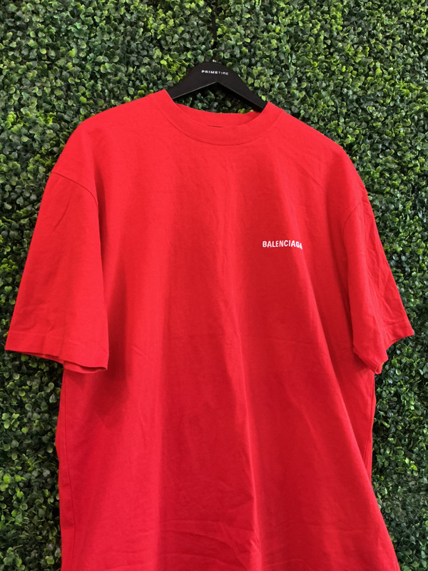 BALENCIAGA RED LOGO PRINT TEE