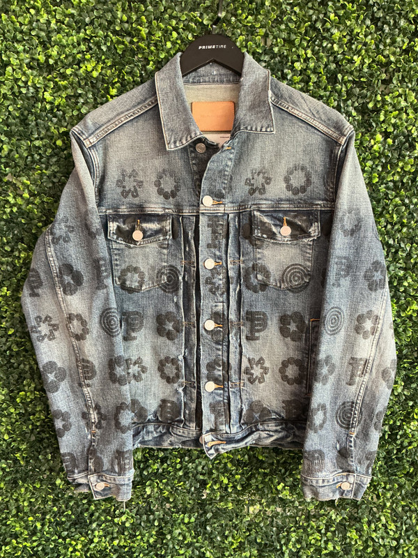 PURPLE BRAND P007 MONOGRAM FADED DENIM JACKET
