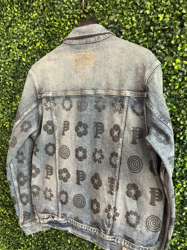 PURPLE BRAND P007 MONOGRAM FADED DENIM JACKET