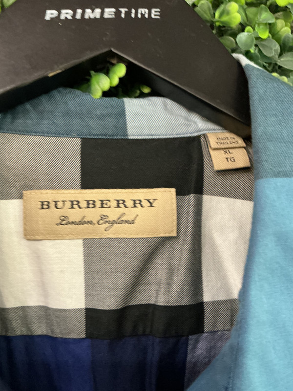 BURBERRY BLUE CHECKERED SHORT SLEEVE BUTTON UP