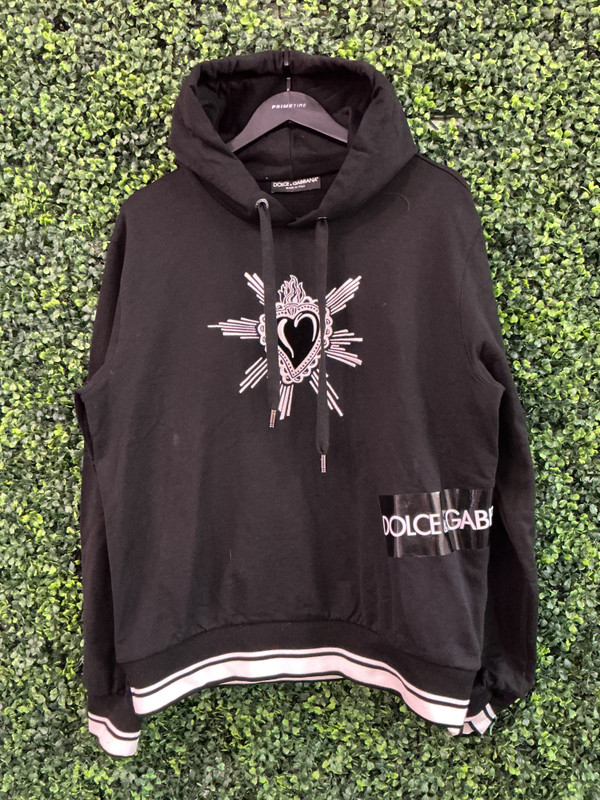 DOLCE & GABBANA BLACK EMBROIDERED HOODIE