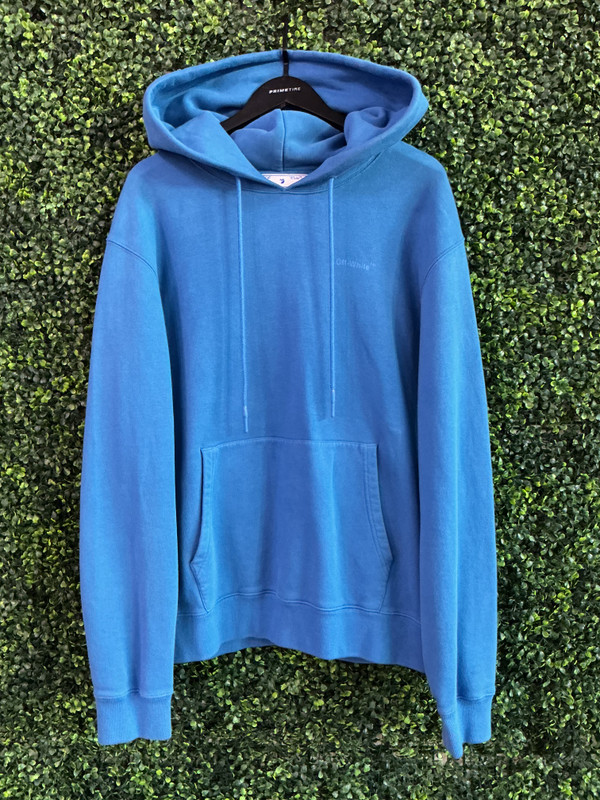 OFF WHITE DIAG TAB SLIM PEACOCK BLUE HOODIE (SZ XL)