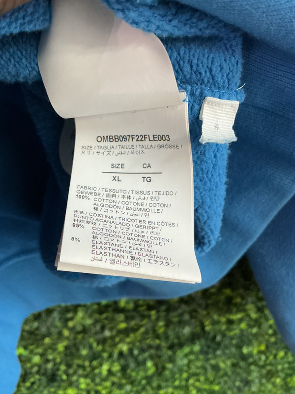 OFF WHITE DIAG TAB SLIM PEACOCK BLUE HOODIE (SZ XL)