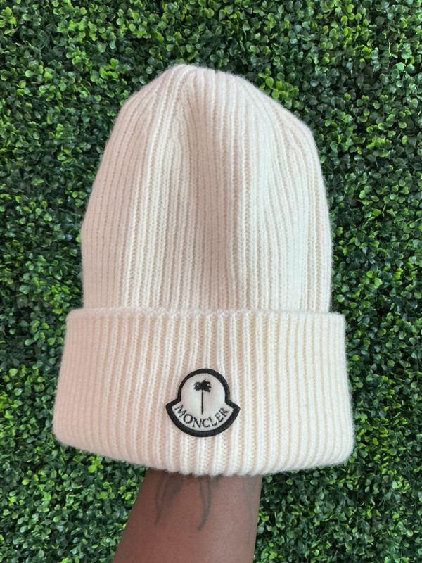 MONCLER X PALM ANGELS WHITE BEANIE