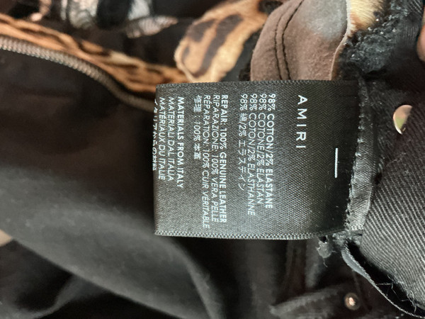 AMIRI BLACK LEOPARD FUR JEANS (SZ 31)