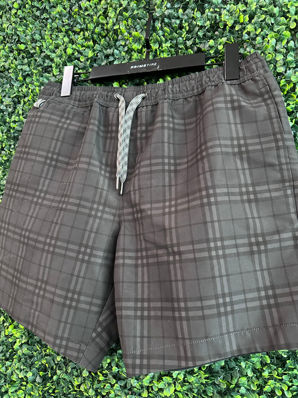 BURBERRY CHECK PRINT SWIM TRUNKS W/BOX (SZ S)