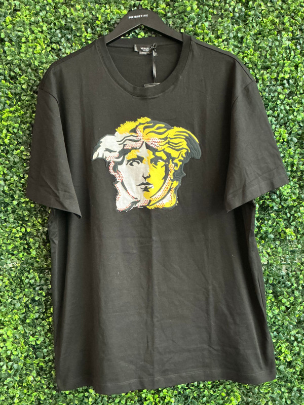 BRAND NEW VERSACE CRYSTAL EMBELLISHED MEDUSA BLACK TSHIRT