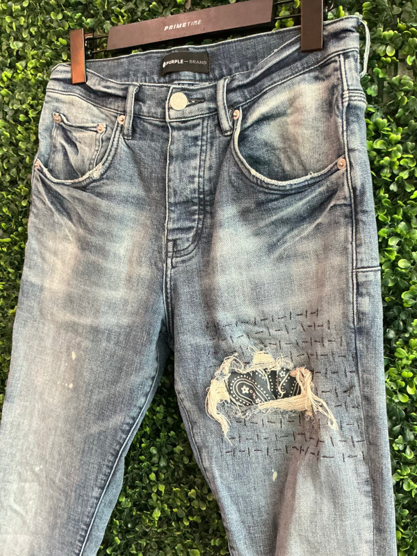 PURPLE BRAND SHADOW REPAIR P002 INDIGO WASH DENIM JEANS (SZ 29)