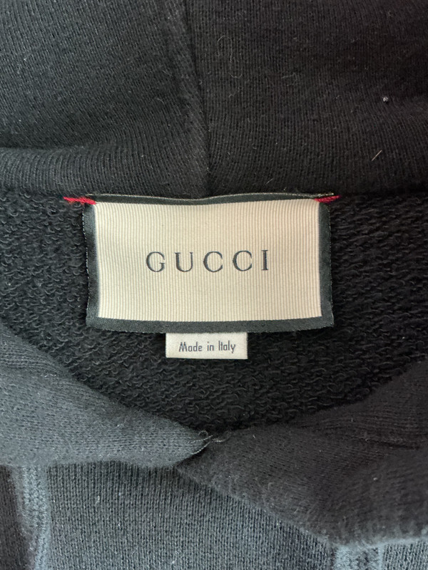 GUCCI DISTRESSED EMBELLISHED PRINTED LOGO HOODIE