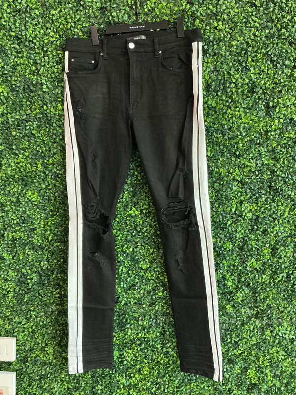 AMIIRI BLK/WHT TRACK DENIM (SZ 36)