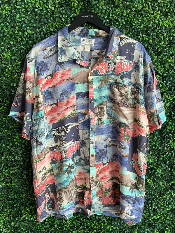 RALPH LAUREN RRL PATCHWORK PRINT CAMP BUTTON UP SHIRT
