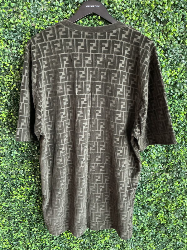 FENDI MONOGRAM GREEN VELOUR SHIRT