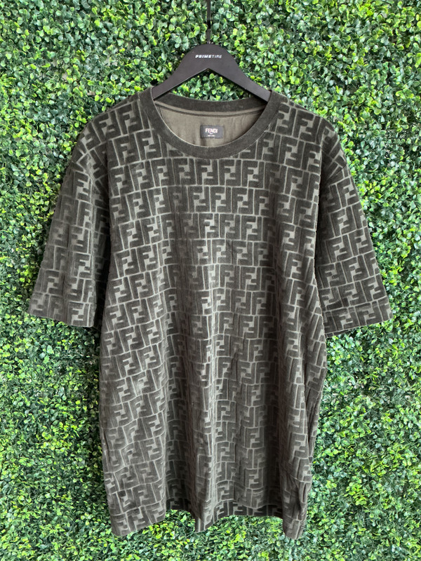 FENDI MONOGRAM GREEN VELOUR SHIRT