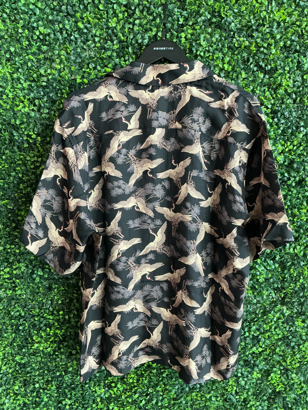AMIRI SHORT SLEEVE SILK CRANE SHIRT