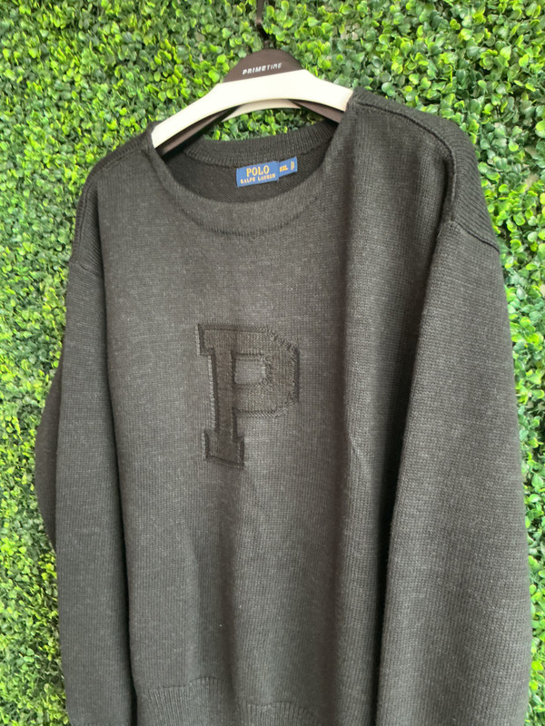 RALPH LAUREN POLO COLIGIATE "P" KNIT SWEATER