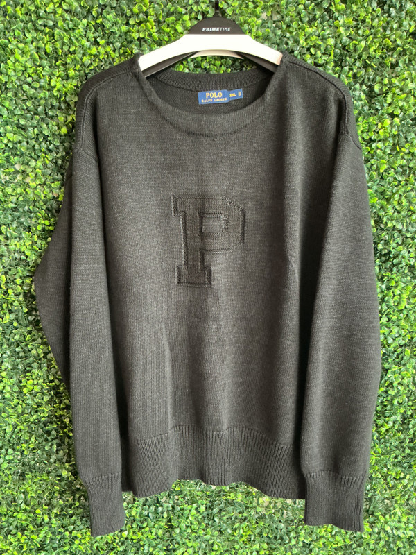 RALPH LAUREN POLO COLIGIATE "P" KNIT SWEATER