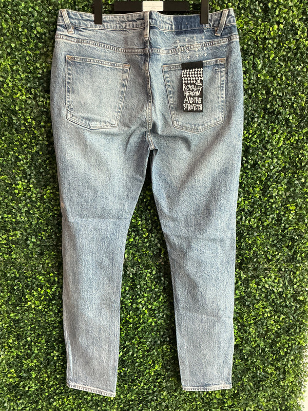 KSUBI DISTRESSED BLUE WASH DENIM JEANS (SZ 40)