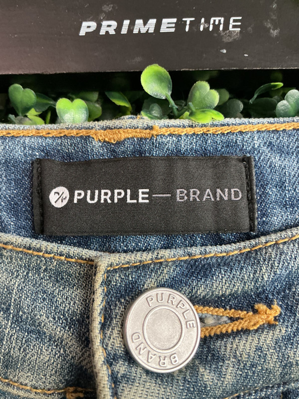 PURPLE BRAND BLUE PAINT SPLATTER JEANS (SZ 34)