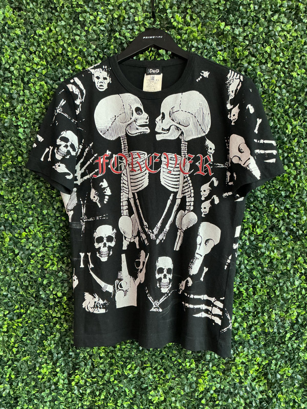 D&G DOLCE & GABBANA VINTAGE SKELETON TEE (SZ XS