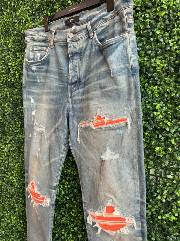 AMIRI ORANGE PATCH DENIM (SZ 38)
