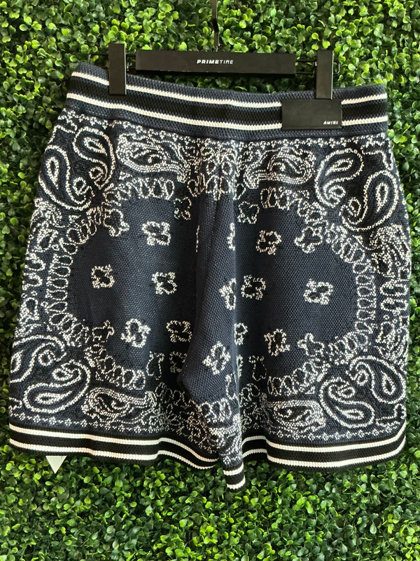 AMIRI BLUE BANDANA LOGO SHORTS