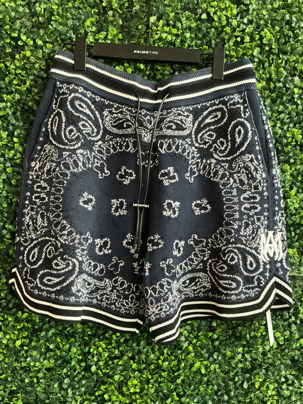 AMIRI BLUE BANDANA LOGO SHORTS