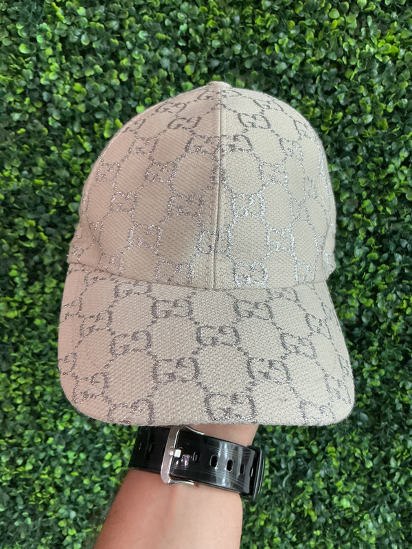 GUCCI CANVAS LAME GG MONO RUSH CAP (SZ S)