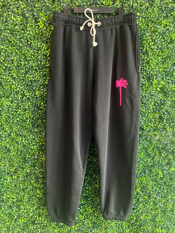 PALM ANGELS BLACK HEAVY WEIGHT TERRRY CLOTH SWEATPANTS (SZ XL)