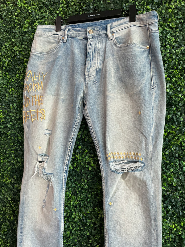 KSUBI DISTRESSED JEANS GOLD/BLUE (SZ 34)