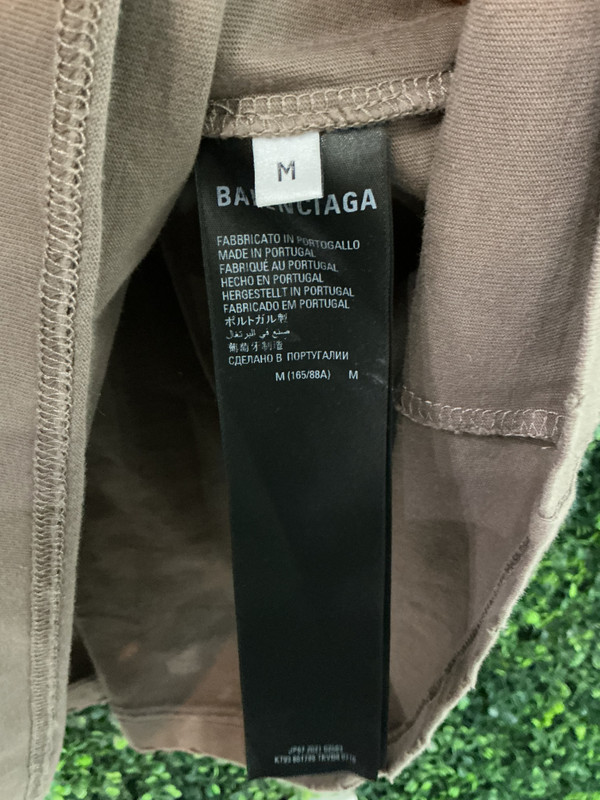 BALENCIAGA OVERSIZED DISTRESSED LOGO TEE TAN