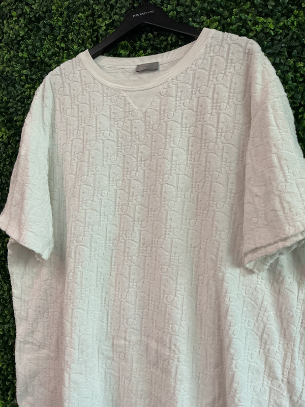 DIOR WHITE TERRY OBLIQUE TEE