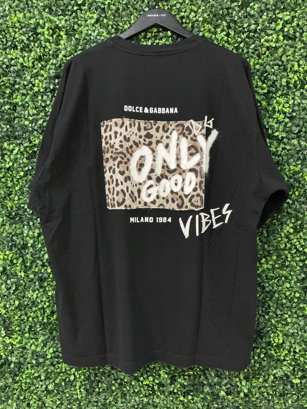 DOLCE & GABBANA OVERSIZED BLACK LEOPARD GRAFFITI TEE