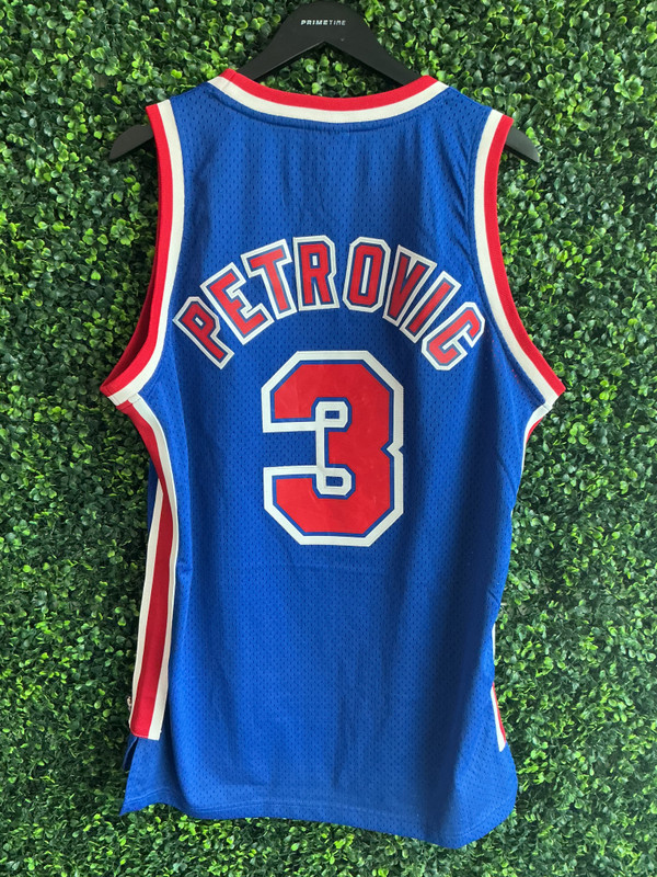 VINTAGE DRAZEN PETROVIC NJ NETS REEBOK SWINGMAN JERSEY